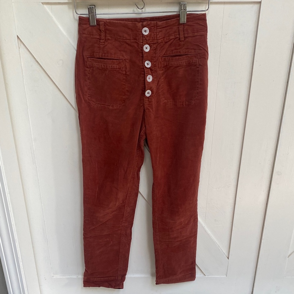 Free PeopleRust Button-Up Corduroy Cropped Pants